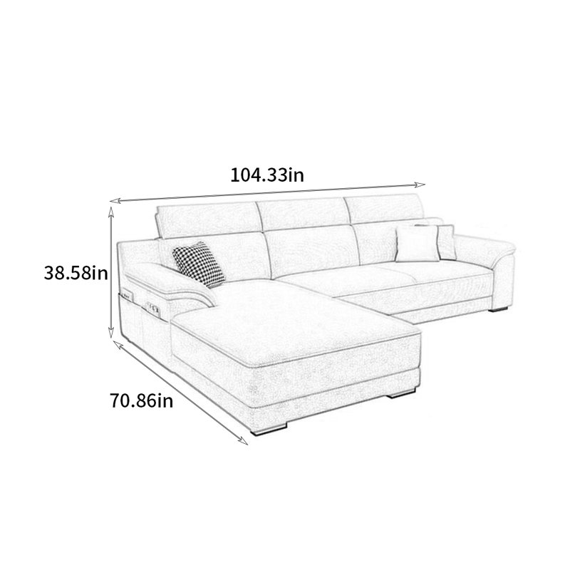 Canapé simple américain moderne, H 38,58 po x l 104,33 po x P 70,86 po