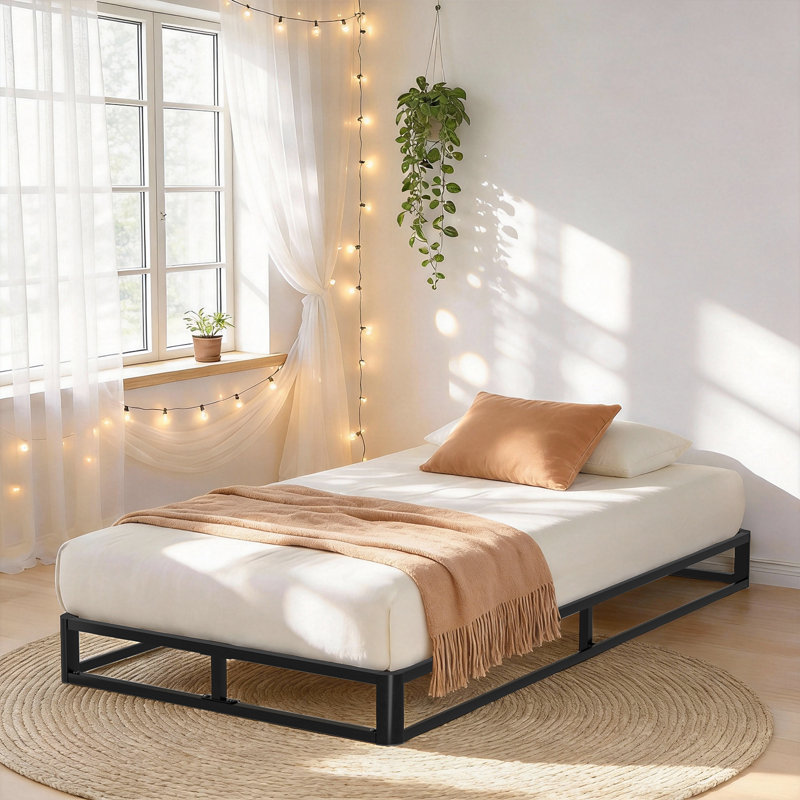 Galatia 6.3'' Low Profile Bed Frame with Wood Slats No Box Spring Needed, Twin