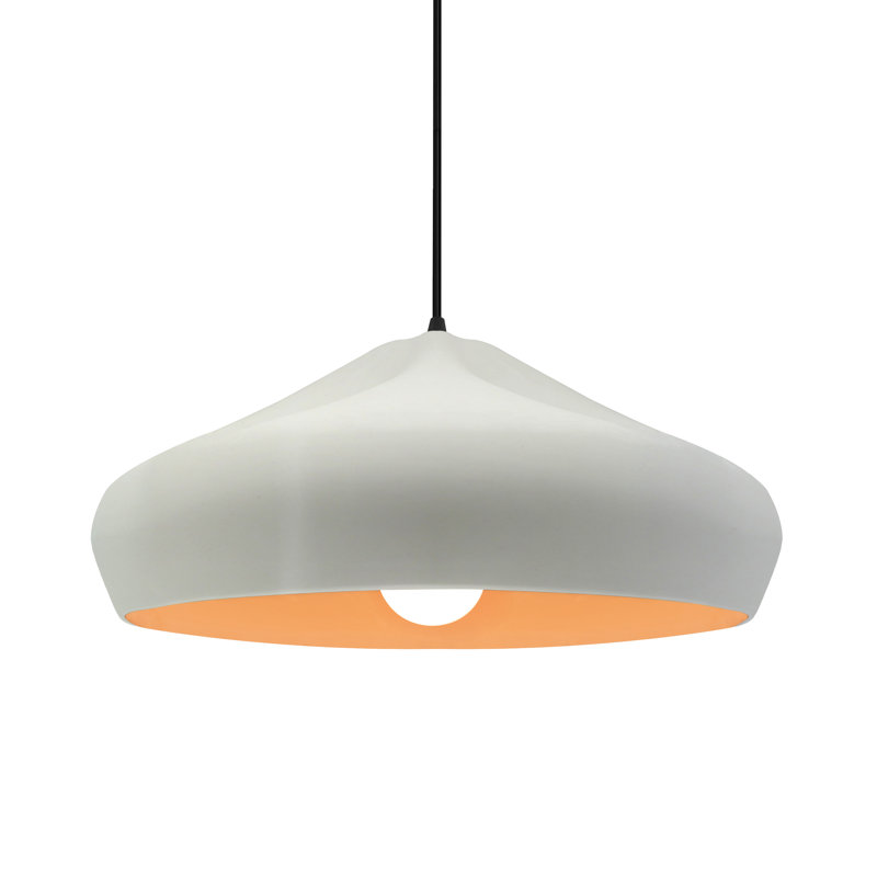 Radiance - luminaire suspendu 1 lumière Crease - blanc mat avec intérieur champagne doré - noir mat - l 15,25 po x H 6,5 po - ampoule remplaçable - cordon noir