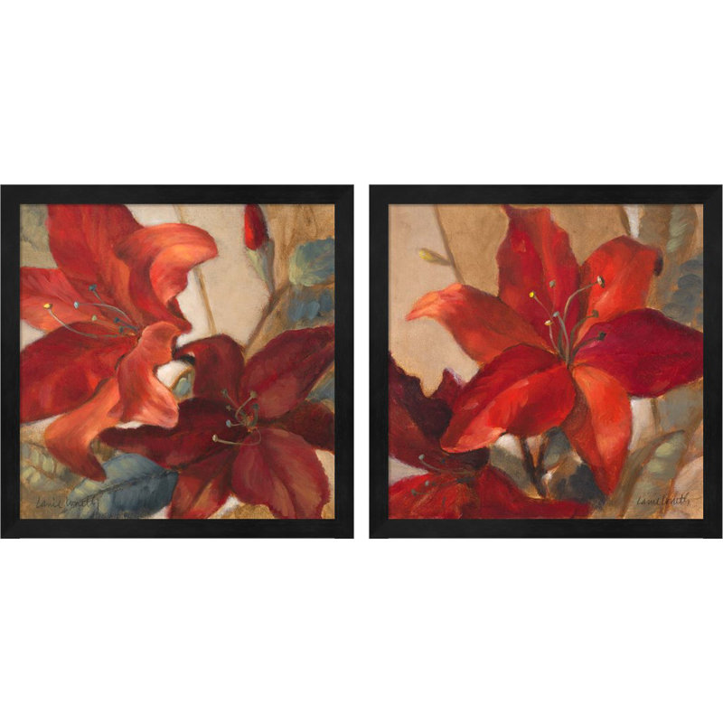 «Crimson Fleurish» par Lanie Loreth, art encadré (ensemble de 2)