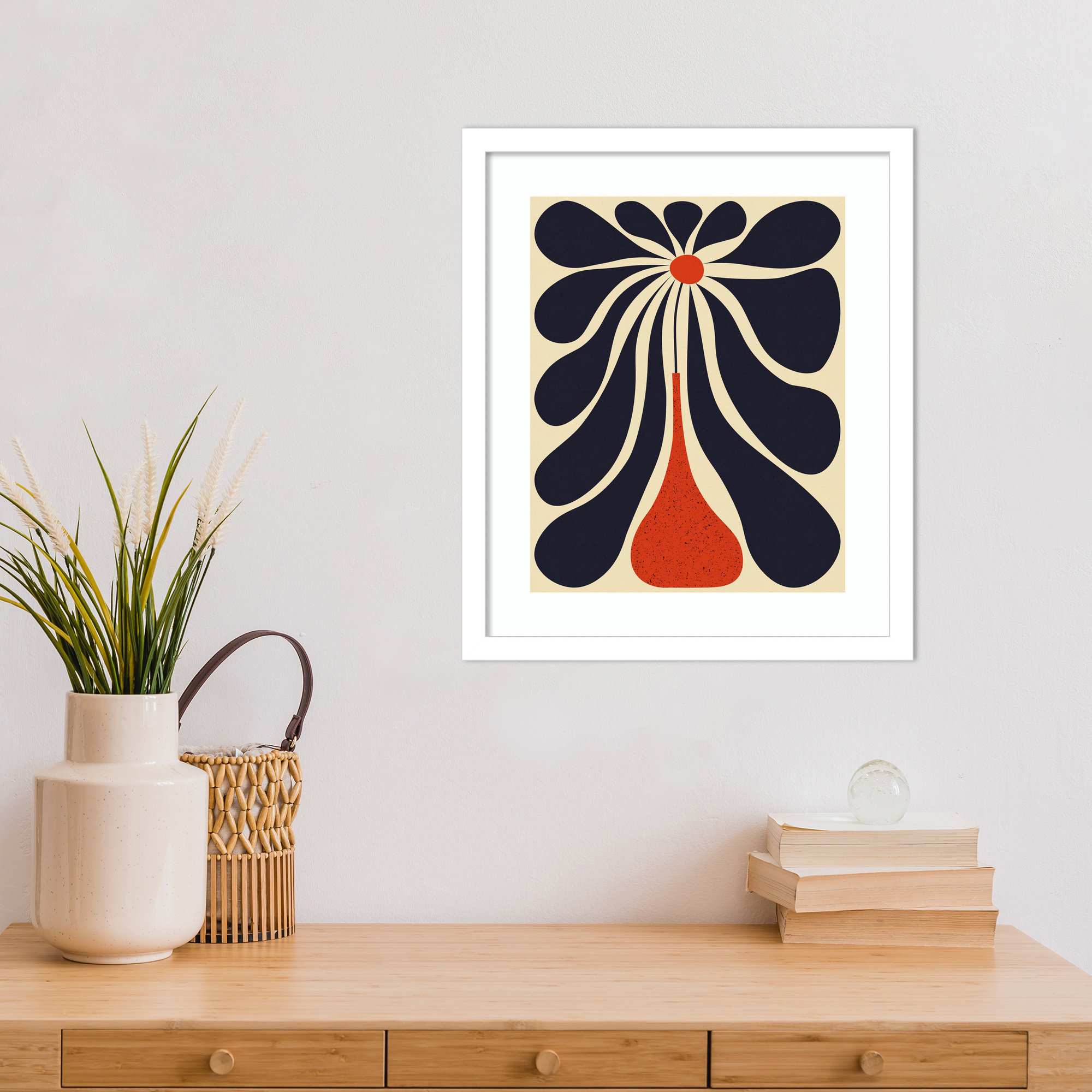 Lazy Flower by Alisa Galitsyna Wood Framed Wall Art Print, White Framed, 17" H x 15" W