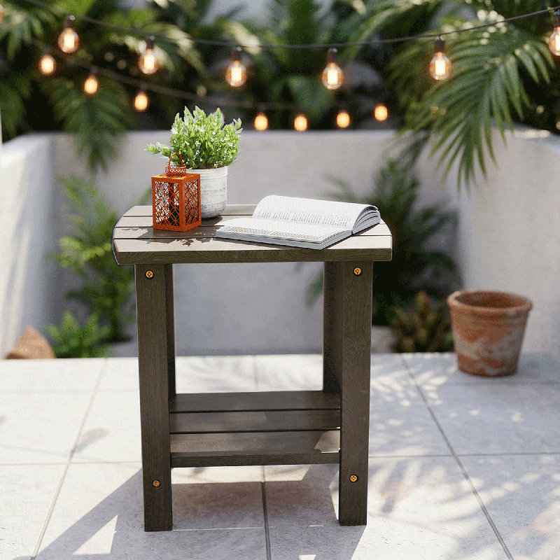 Classic Solid Wood Patio Side Table, Beige
