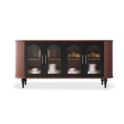 Buffet en bois massif noir et noyer