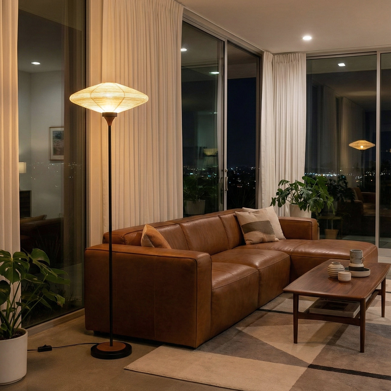 70" Dimmable Linen Floor Lamp