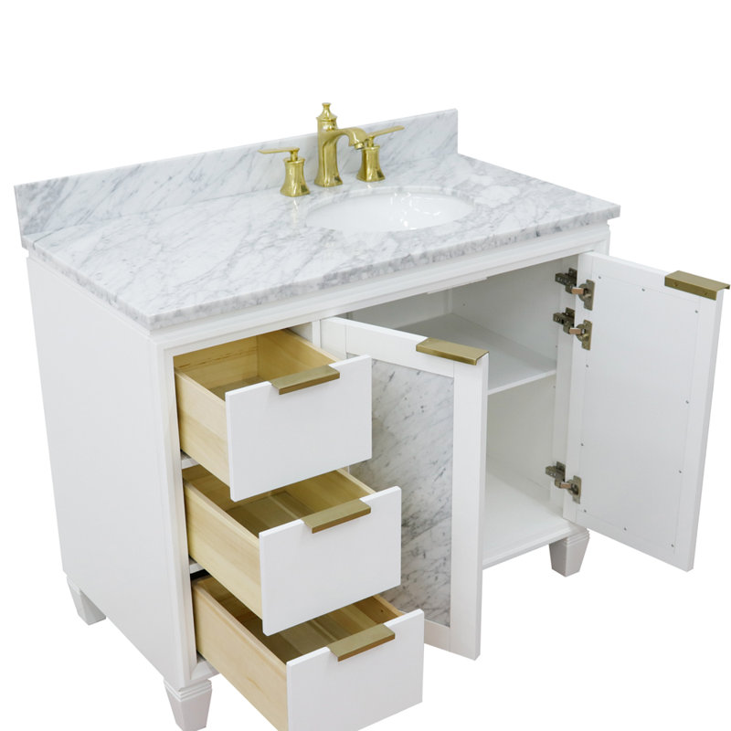 Ensemble de meuble-lavabo simple 43 po avec miroir Schreck, Blanc