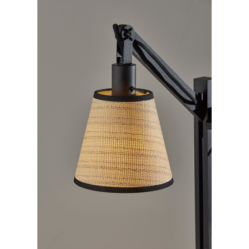 Lampe de bureau en bois massif Mansour, Noir