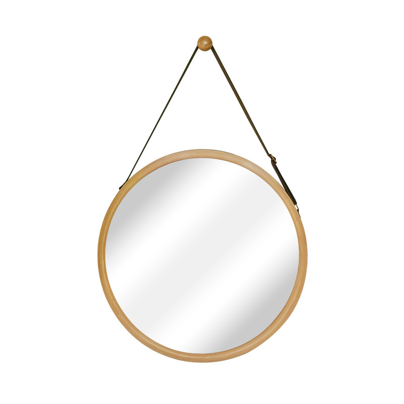 Jeffrey Wood Flat Wall Mirror, 15" H x 15" W, White