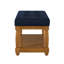 Banc rembourré en lin avec tablette de rangement, repose-pieds capitonné pour la chambre à coucher et le vestibule, pieds en bois massif, bleu marine-133755078-133755082