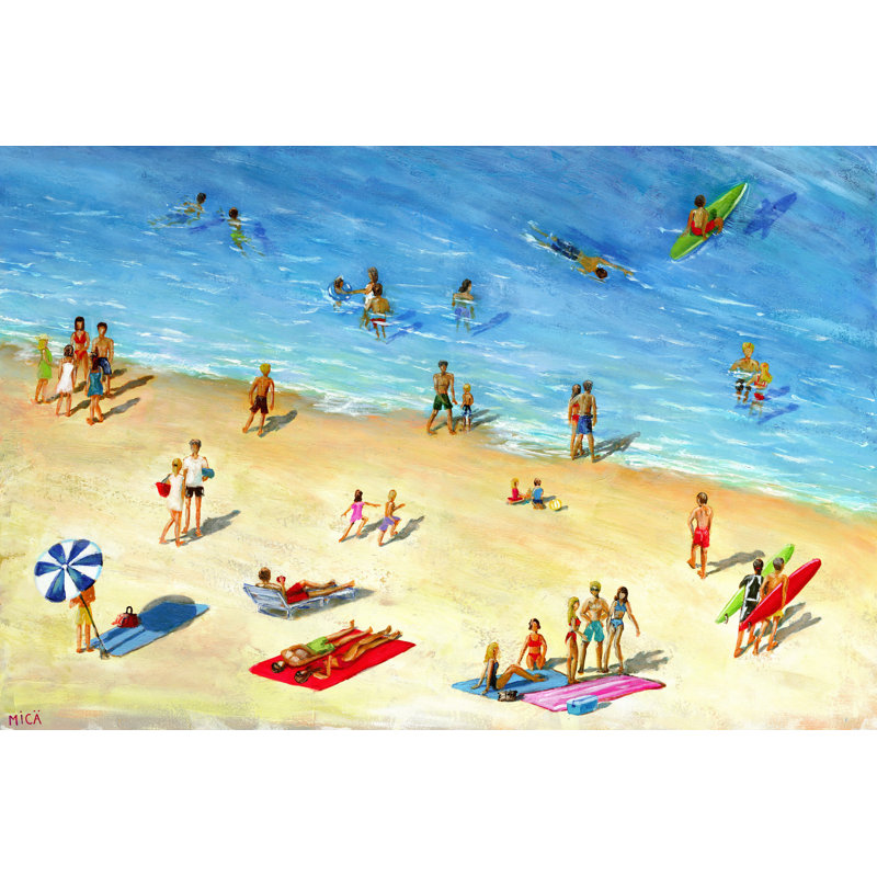 Fun At The Beach by Mica - Wrapped Canvas Painting, 41cm H x 61cm W x 3.81cm D