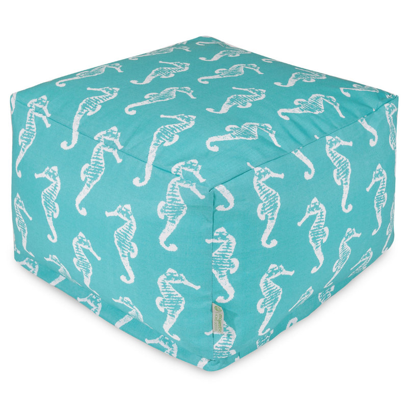 Grand repose-pieds avec coussin Daleyza, Bleu sarcelle