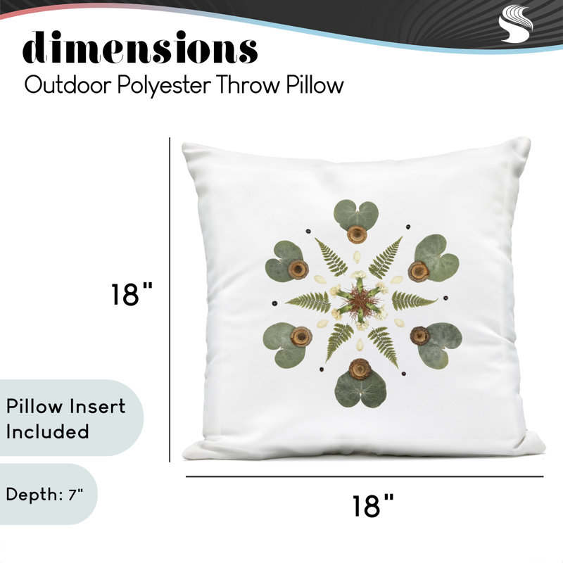 Coussin d'extérieur Lily Pad & Fern Mandala, imprimé par Beth Adoette