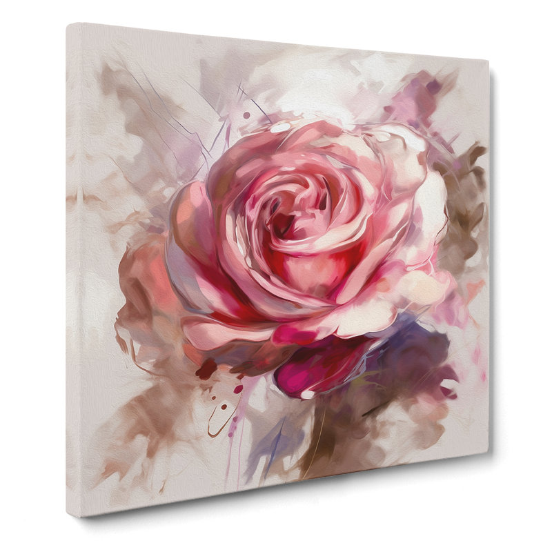 Rose Gestural Art No.1 - Wrapped Canvas
