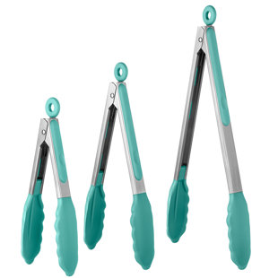 U-Taste 600ºF Heat-Resistant Silicone Kitchen Tongs: 7+9+12 Inch Heat Resistant Cooking Tong Set