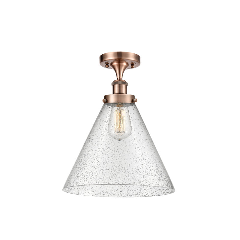 Plafonnier semi-encastré 1 lumière Alvonia, Cuivre antique, H 13 po x l 12 po x P 12 po, Ampoule non incluse