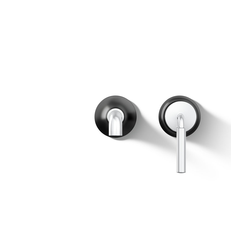 Tone Wall-Mount Single-Handle Bathroom Sink Faucet, Polished Chrome/Matte Black