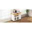 Table de salle à manger extensible avec rangement, finition blanche et plateau en bois naturel, sièges 4-6, L 73,8 po x l 43,5 po