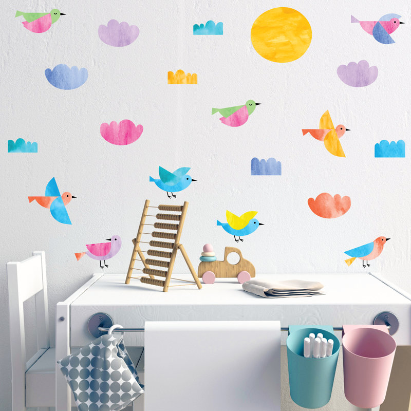 Décalcomanie murale oiseaux aquarelle
