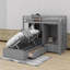 Lit superposé simple avec tiroirs, garde-robe, tablettes et hydraulique-373268467