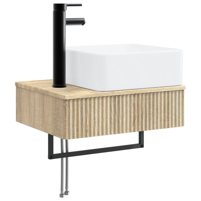 Single Bathroom Vanity with Ceramic Basin, Sonoma Oak
