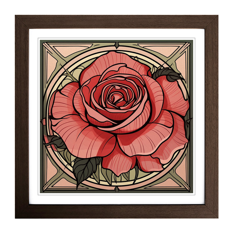 Rose Deco - Framed Print, Oak