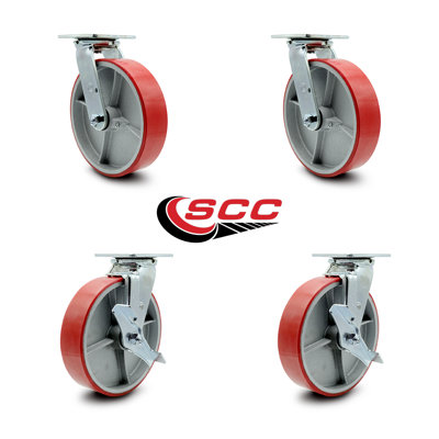 4 Piece Polyurethane on Cast Iron Caster Set