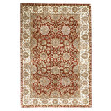 Hand Knotted Wool Oriental Area Rug in Red And Ivory