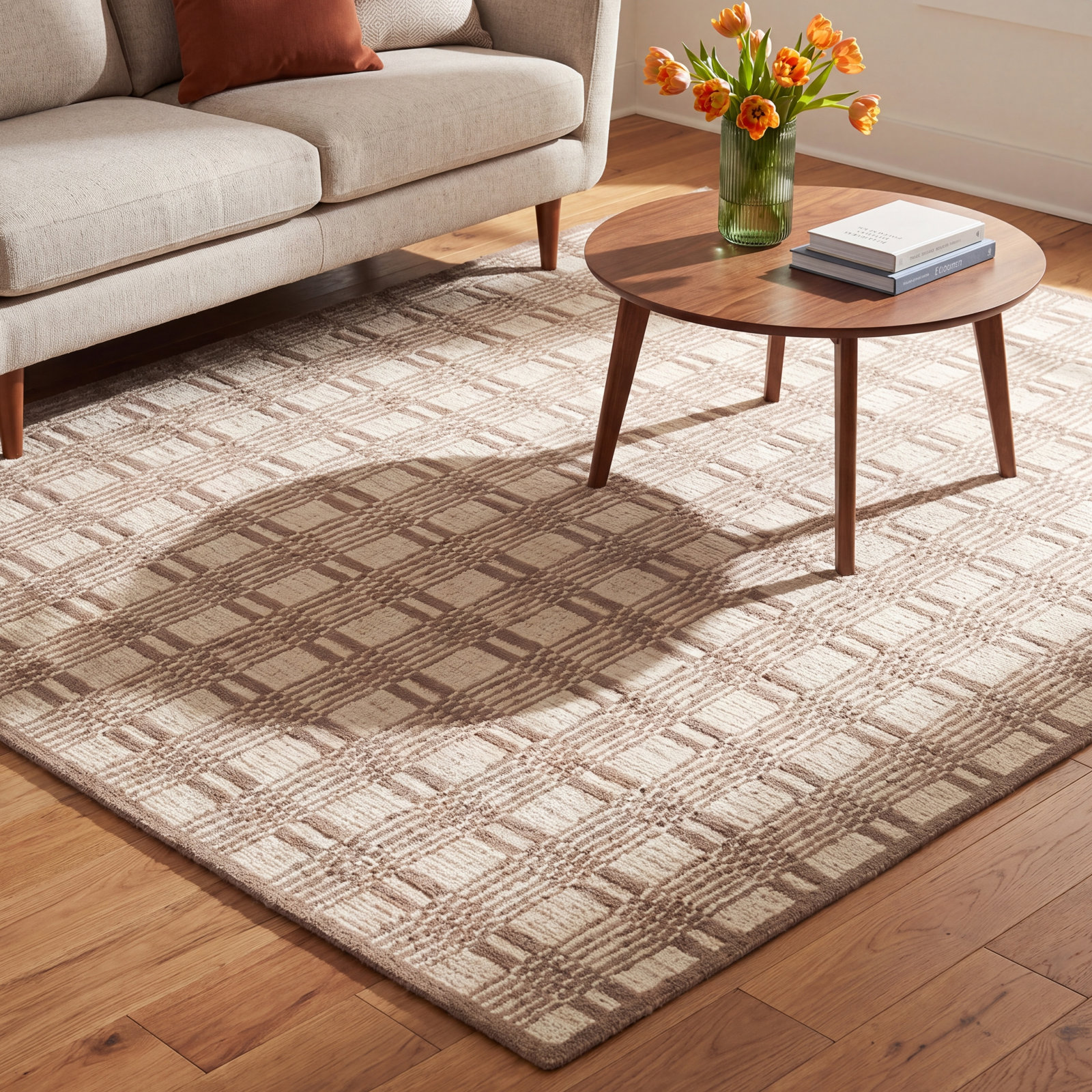 Hand-Tufted Striped Geometric Rug, Rectangle 7'9" x 9'9"