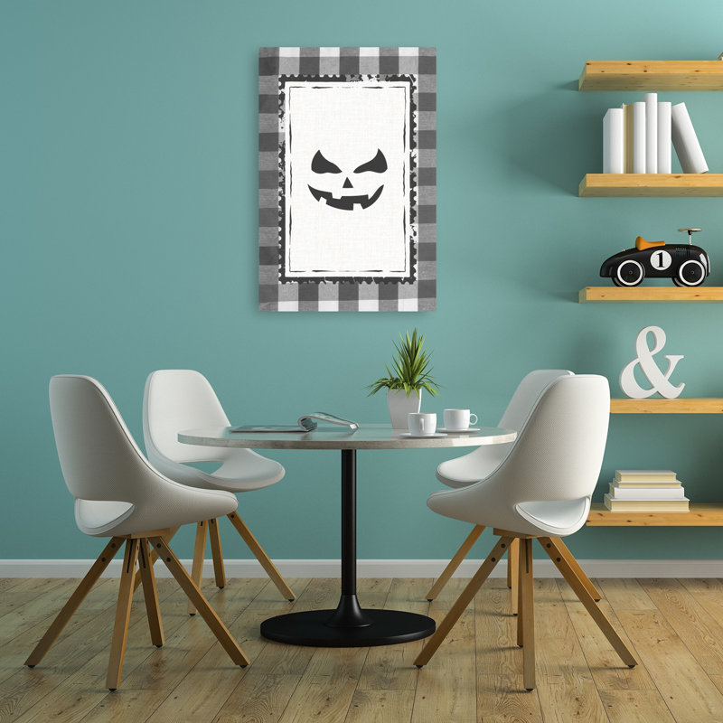 Spooky Halloween Pumpkin Contemporary Autumn Wall Art Print 1 Piece Wrapped Canvas Wall Art, 91.44cm H x 60.96cm W