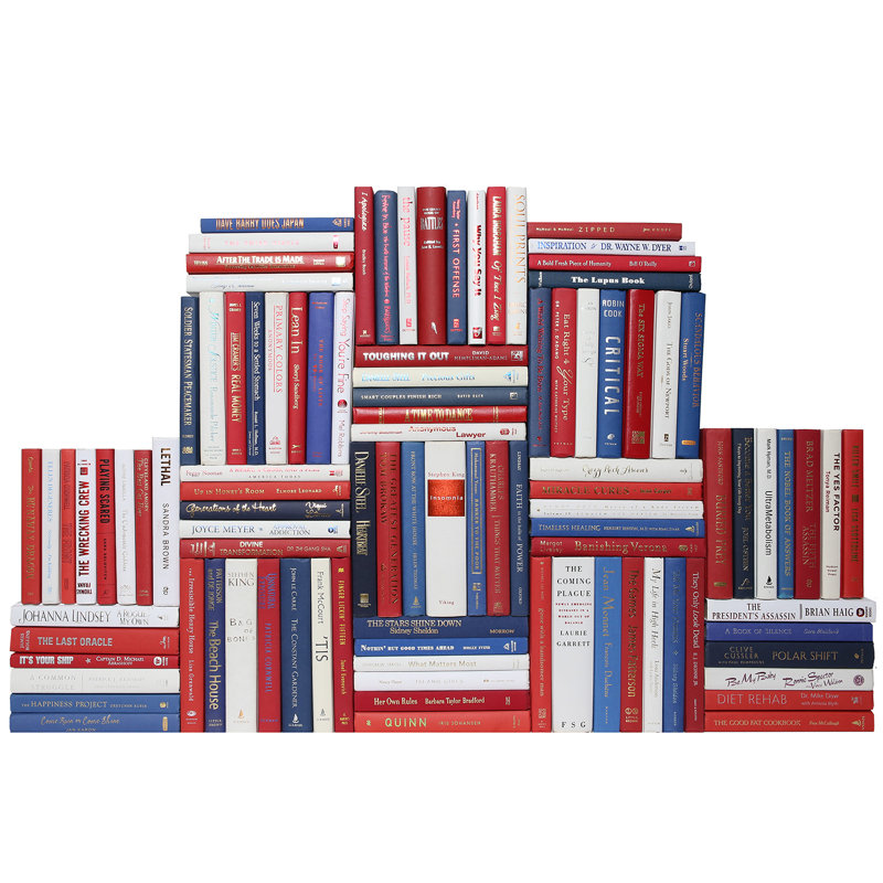 Decorative Books - Americana Book Wall - Set of 150 Red and Blue Books