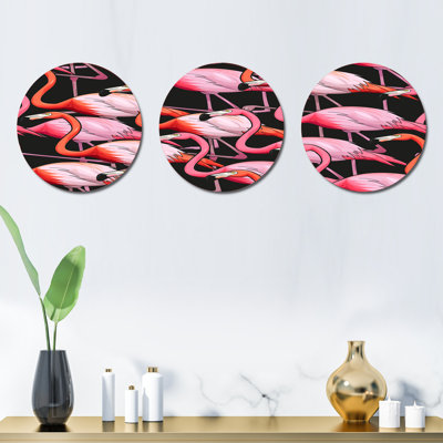 Ensemble de 3 décorations murales flamant rose