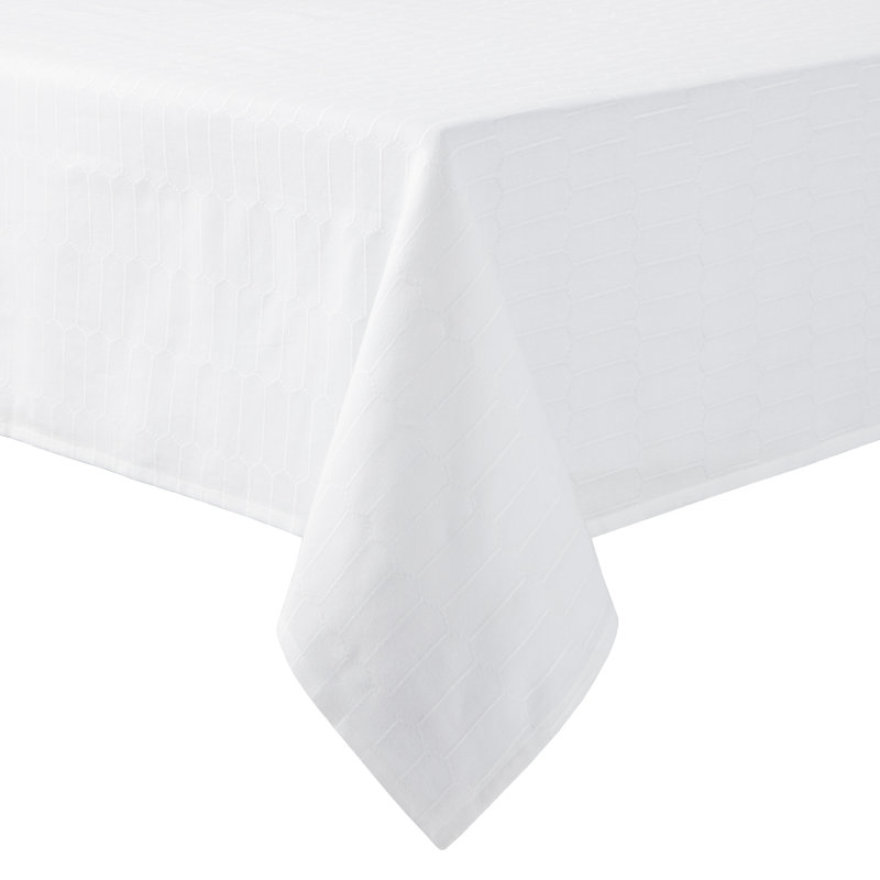 Martha Stewart Honeycomb Modern Farmhouse Tablecloth, 102" x 60", White