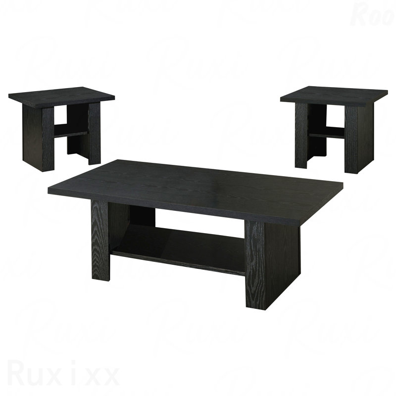 Ensemble de 3 tables basses en bois d'ingénierie en chêne noir