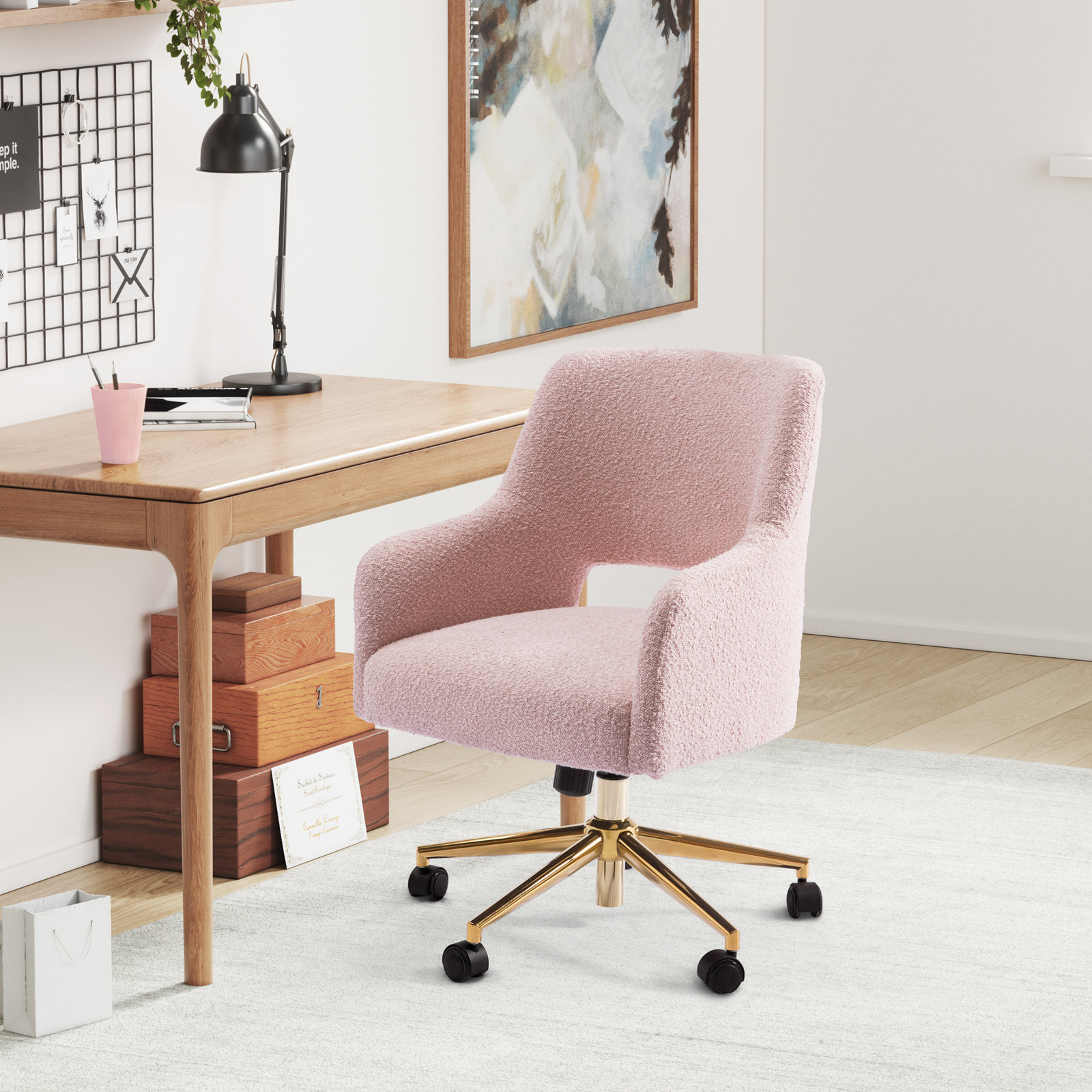 Swivel Office Chair, Pink