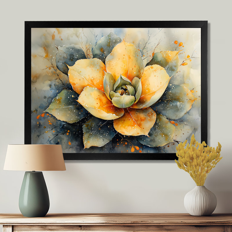 «Echeveria Elegans Succulent Desert Blossom», reproduction d'art encadrée, H 16 po x l 32 po, Picture Framed, Noir