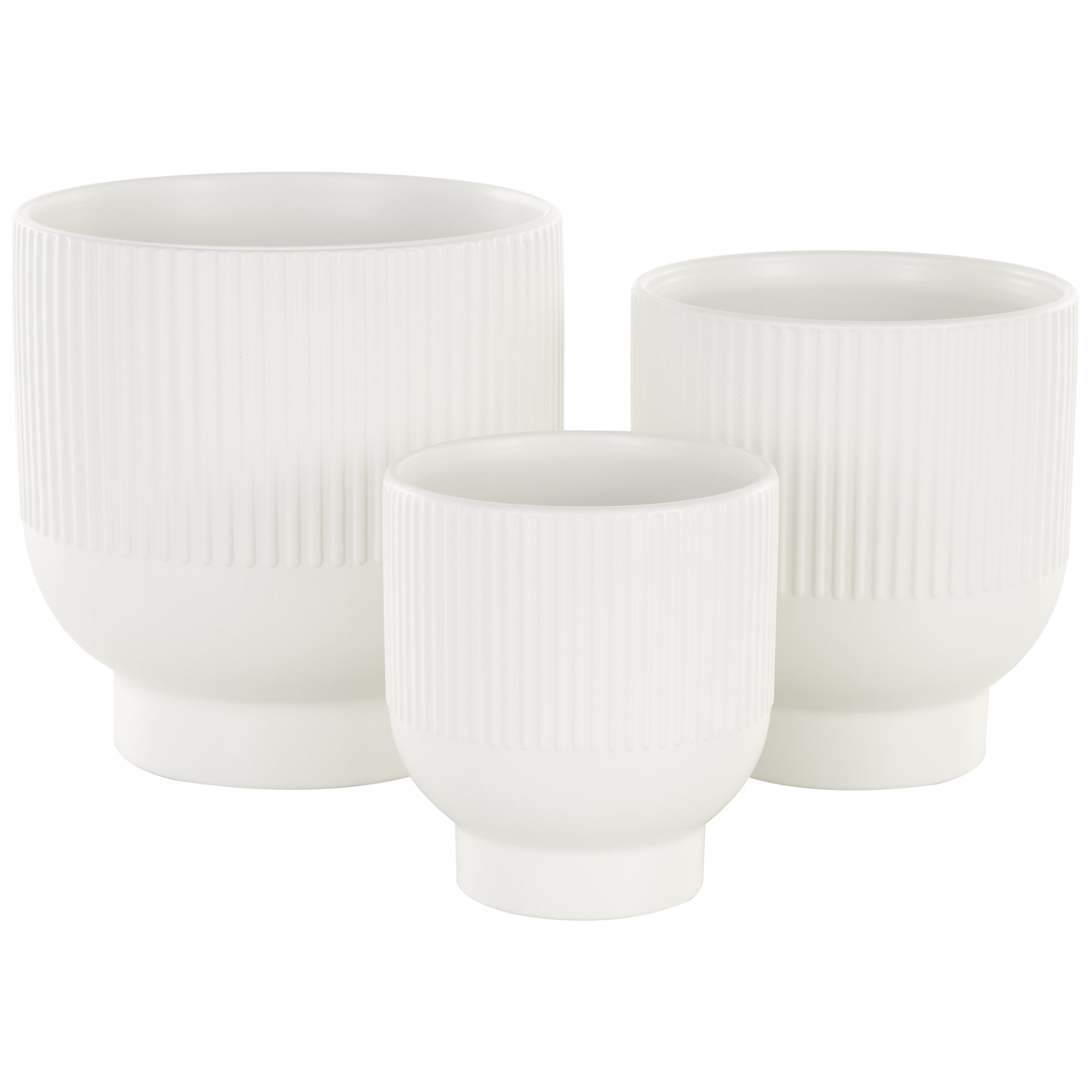 Ceramic Planter - Set of 3, White, 8.8" H x 8.5" W x 8.7" D