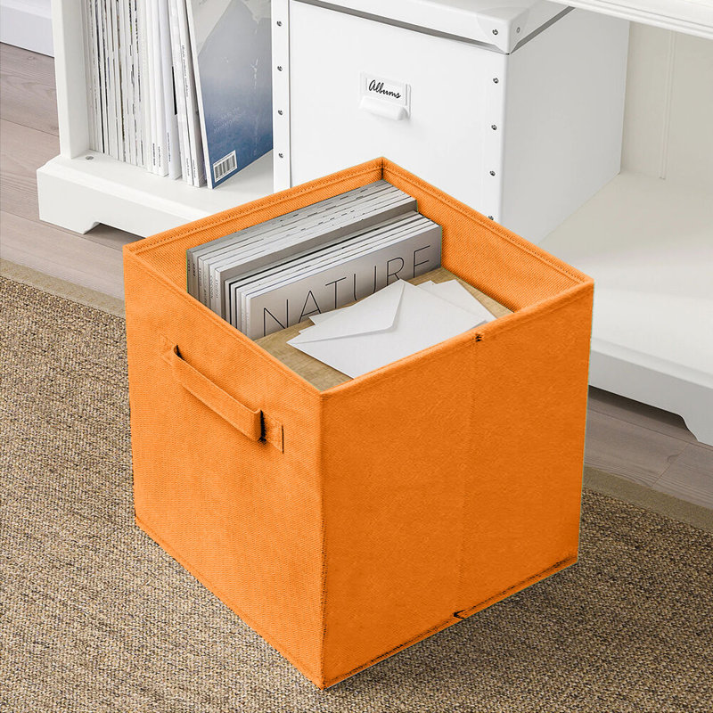Ensemble de 2 bacs de rangement en tissu pliables, Orange