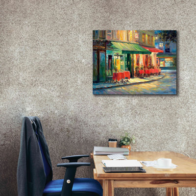 «Red & Green Café» par Haixia Liu, art mural sur toile