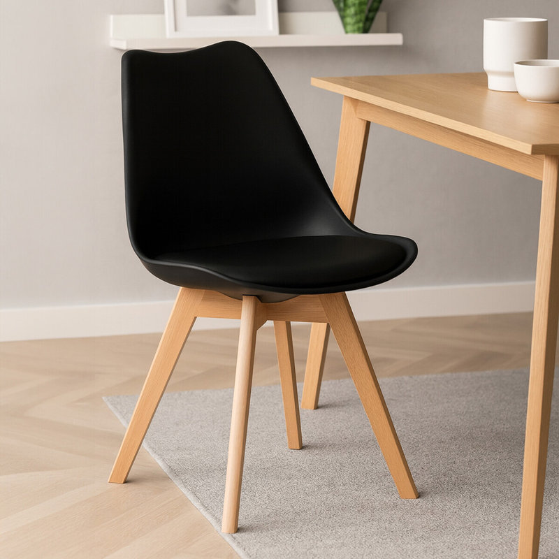 Atkins 45cm H Upholstered Side Chair in Black