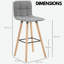 Abyaan 70.5Cm 2-Piece Bar Stools With Back & Footrest Wooden Legs Kitchen Chair