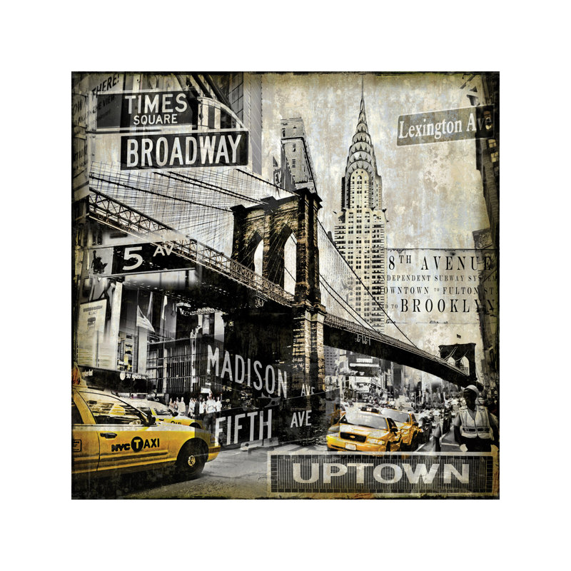 Landmarks NYC by Dylan Matthews - Single Picture Frame Print on Canvas, 45.72 cm H x 45.72 cm W x 1.91 cm D, Wrapped Canvas