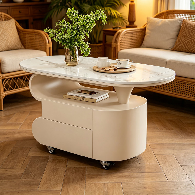 Table basse Italian Luxury Creative, H 19,68 po x l 31,49 po x P 15,74 po, Gris / crème