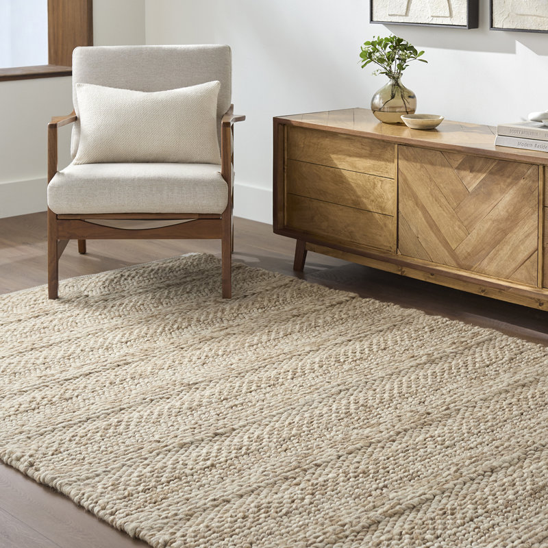 Moroccan Wool Hand Woven Area Rug, Light Beige/Brown/Tan, Rectangle 183 x 274 cm