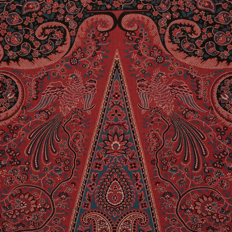 Colmery Paisley Panel Fabric, Rouge