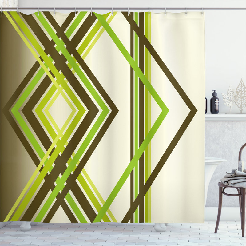 Abstract Shower Curtain with Hooks Included, 70" H x 69" W