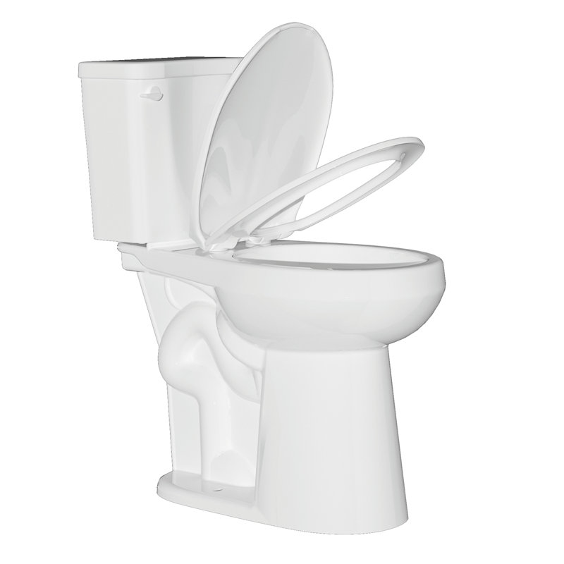 21" Extra Tall Compact Two-Piece Toilet 1.28 GPF Single Flush Round with Soft-Close Seat, Glossy White