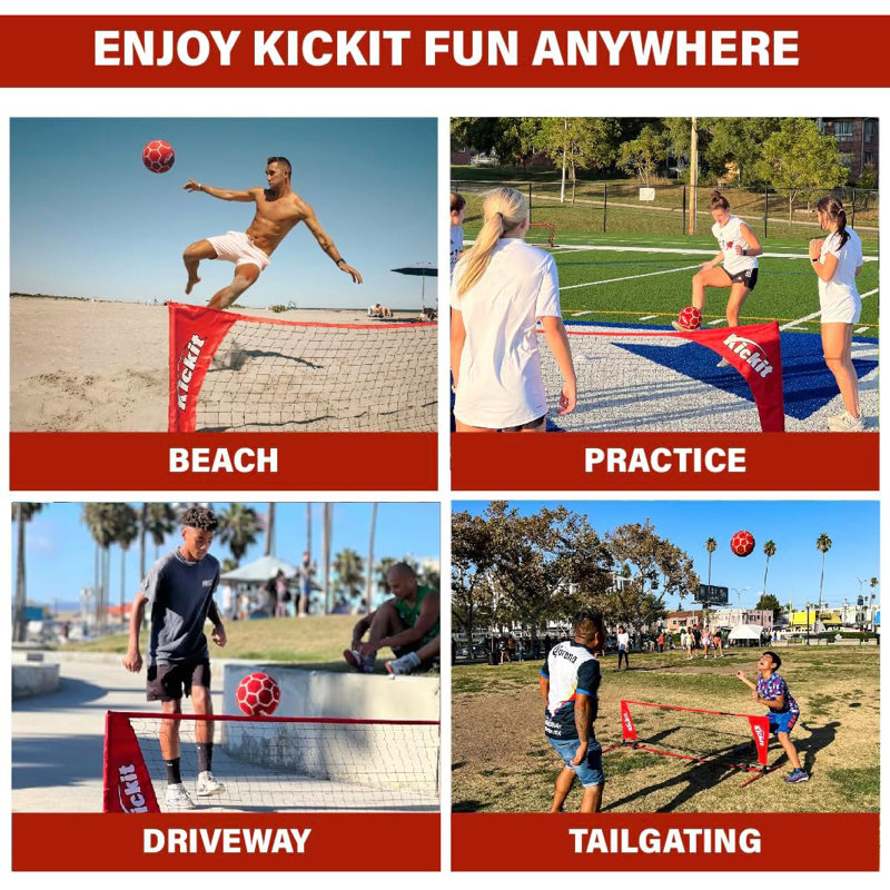 Kickit Soccer Tennis Set - Red, 48" H x 24" W x 78" D