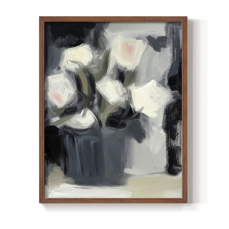 FLORAL Series DCXCVIII Framed Print - Solid Wood, 21" H x 17" W, Walnut