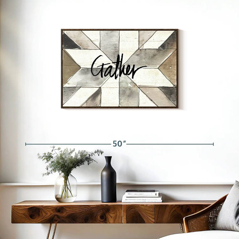 Farm Memories Gather, Cadre flottant noyer, 31 po x 21 po