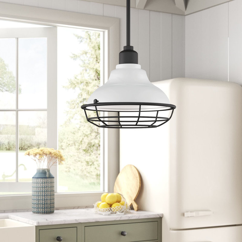 Leonardo 1 - Light Lantern Pendant, 8.25" H x 9.75" W x 9.75" D, Gloss White/Textured Black