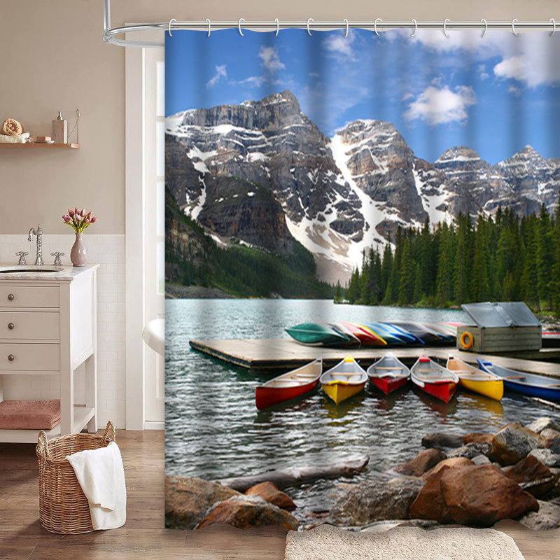 Rideau de douche avec 12 crochets Moraine Lake Banff Canada Park, L 72 po x l 84 po